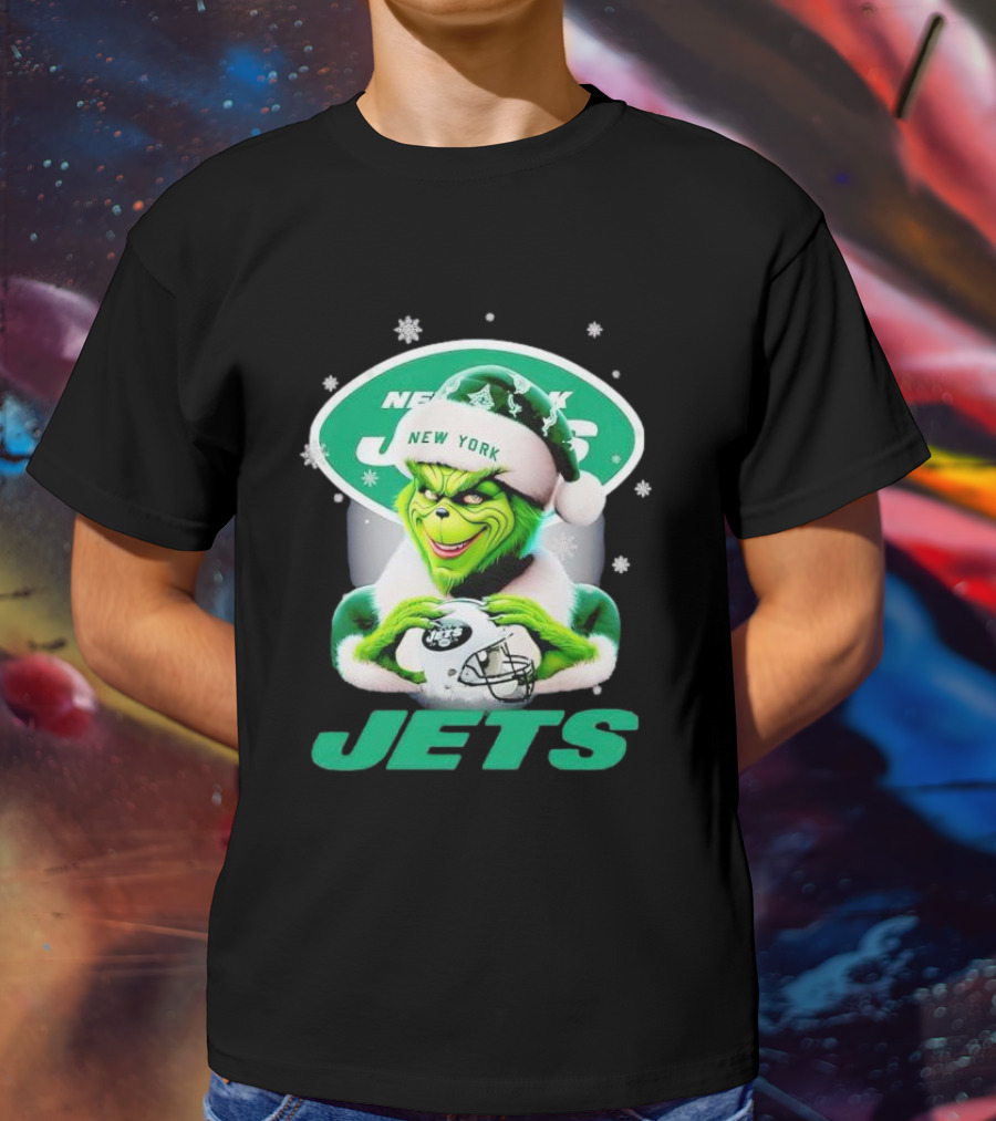Grinch New York Jets Christmas Football T-Shirt