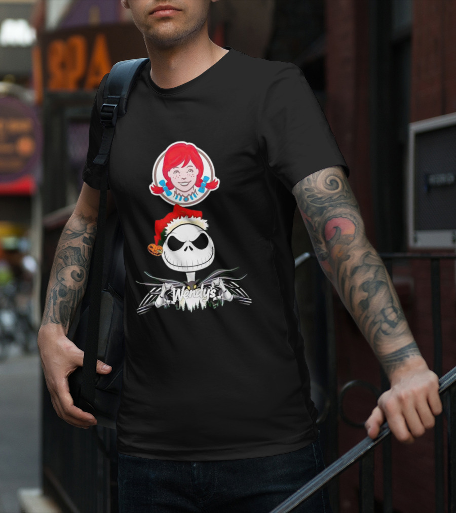 Jack Skellington Wendy’s Christmas Santa Hat Pumpkin T-Shirt
