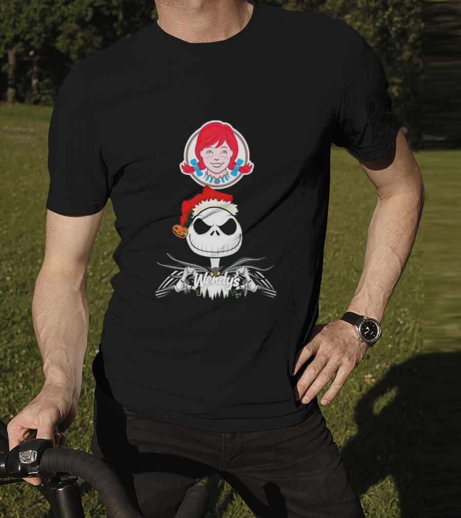 Jack Skellington Wendy’s Christmas Santa Hat Pumpkin T-Shirt