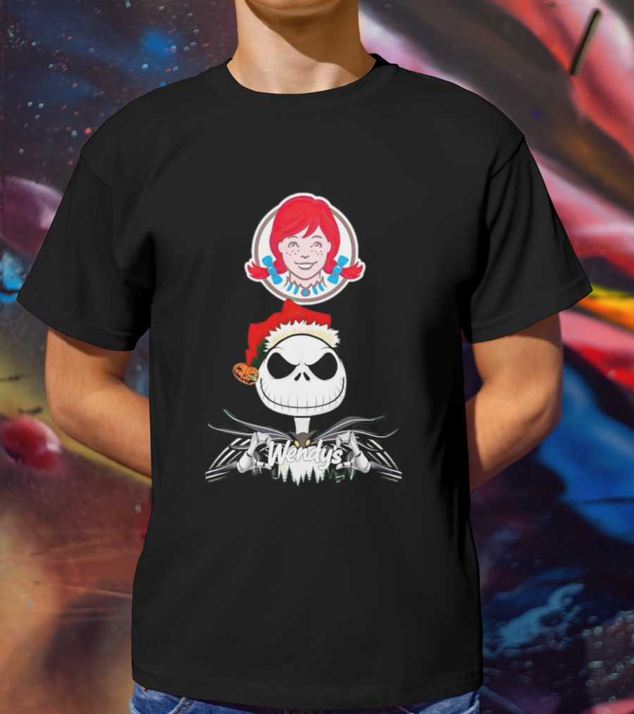 Jack Skellington Wendy’s Christmas Santa Hat Pumpkin T-Shirt