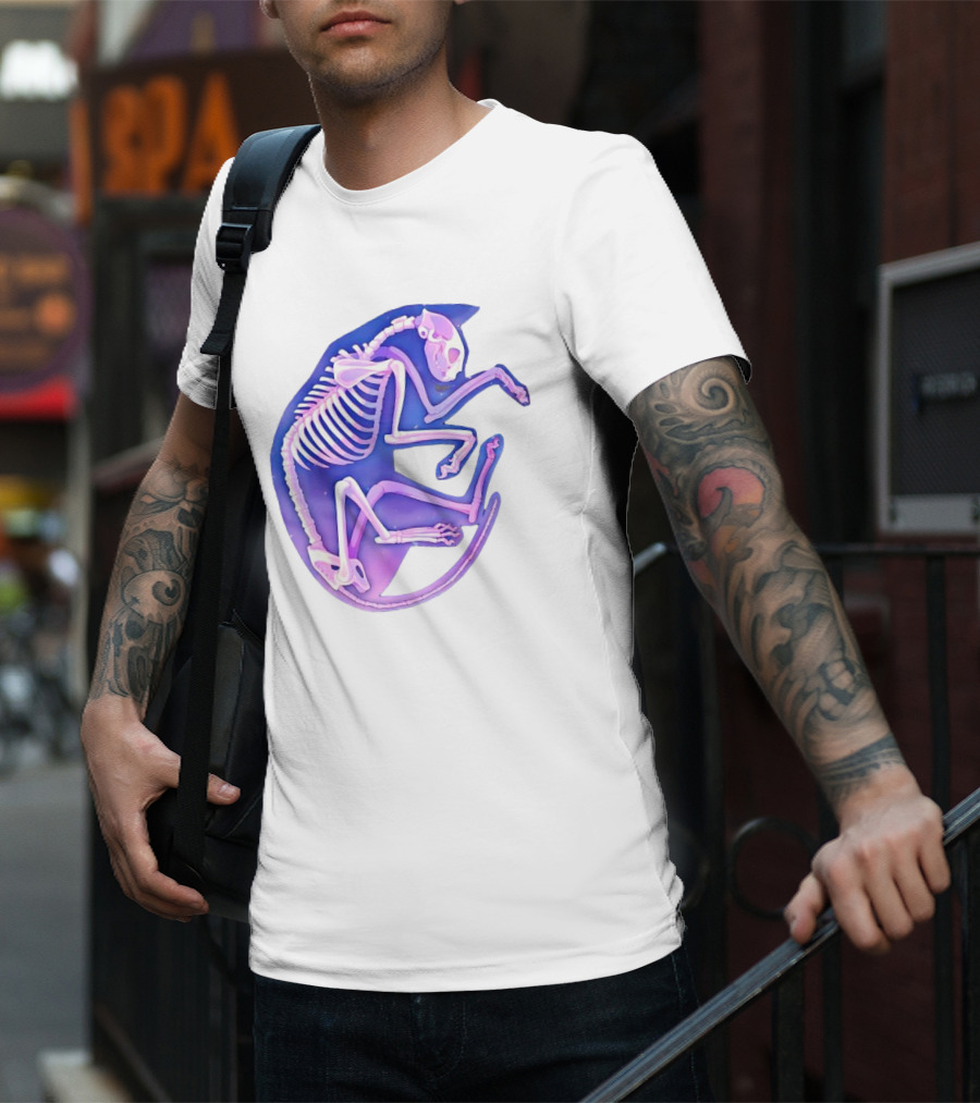 Skeleton Galaxy Cat Cosmic Vibe T-Shirt