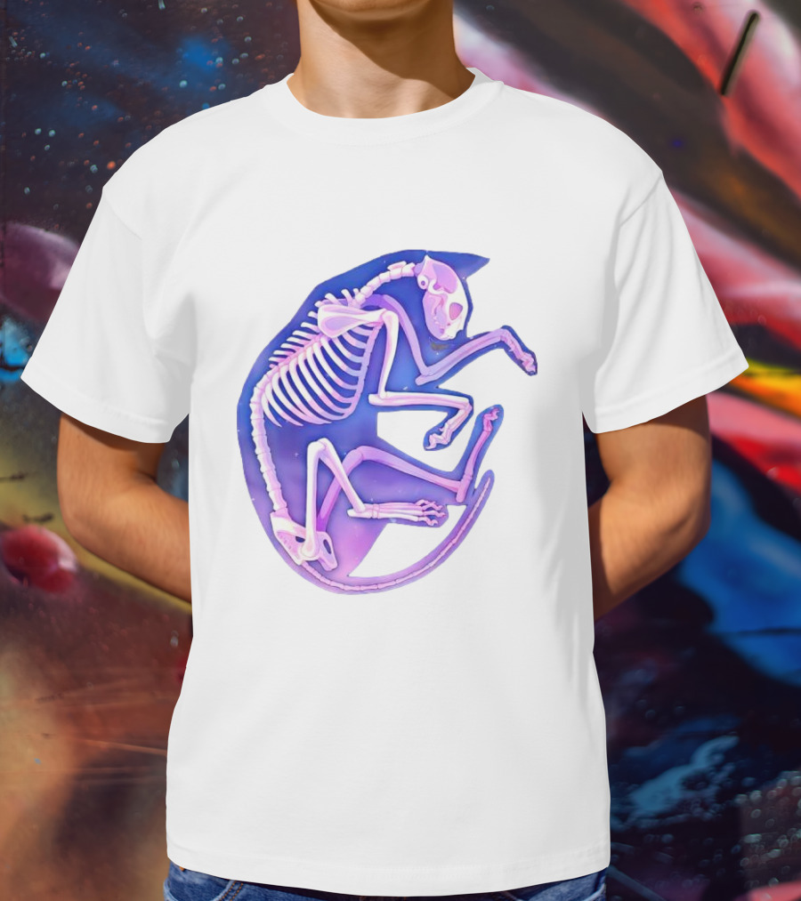 Skeleton Galaxy Cat Cosmic Vibe T-Shirt