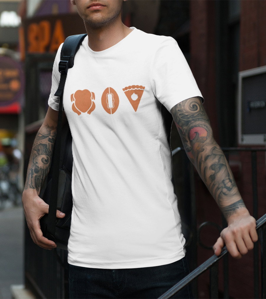 Thanksgiving Turkey Football Pumpkin Pie T-Shirt