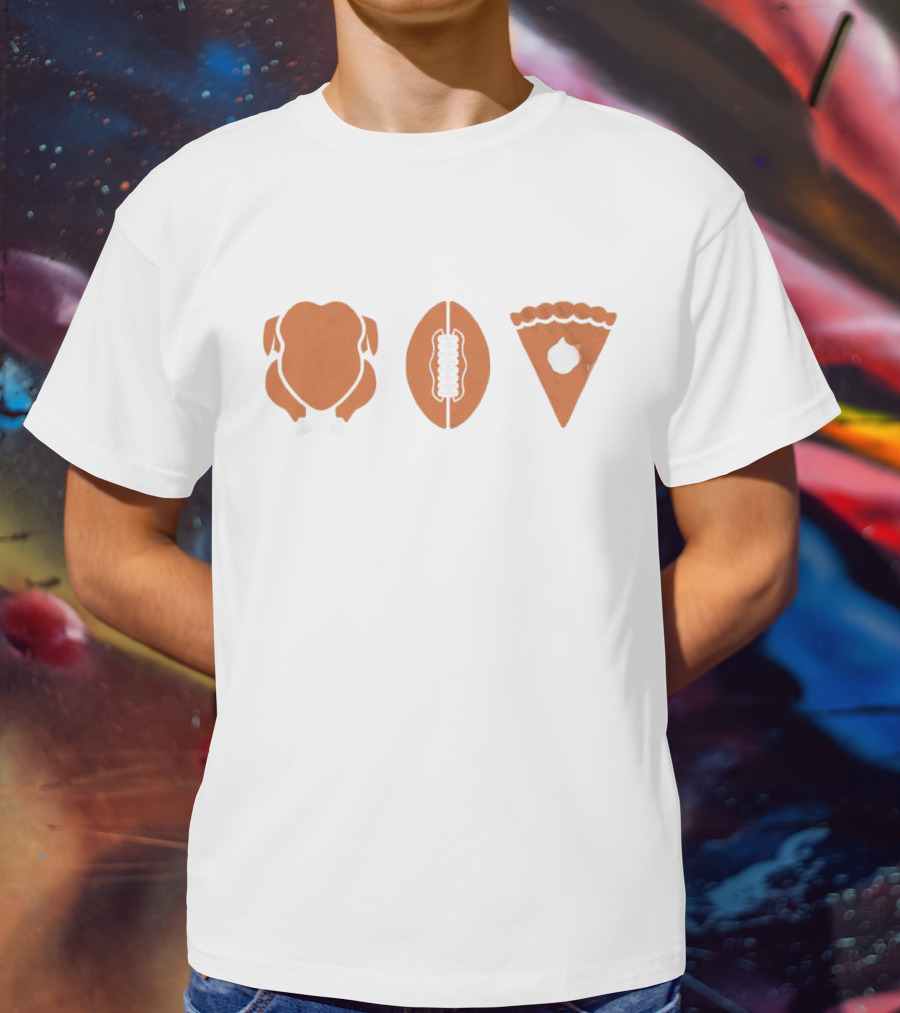 Thanksgiving Turkey Football Pumpkin Pie T-Shirt