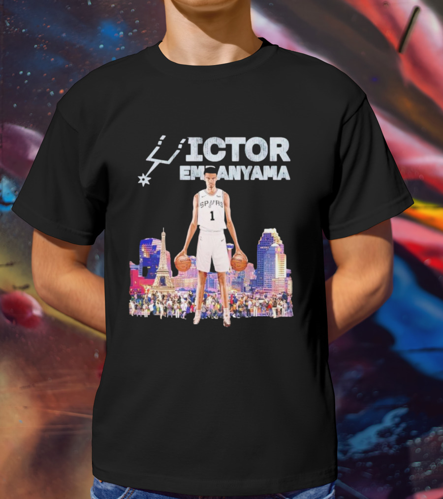 Victor Wembanyama Spurs Skyline City Basketball T-Shirt