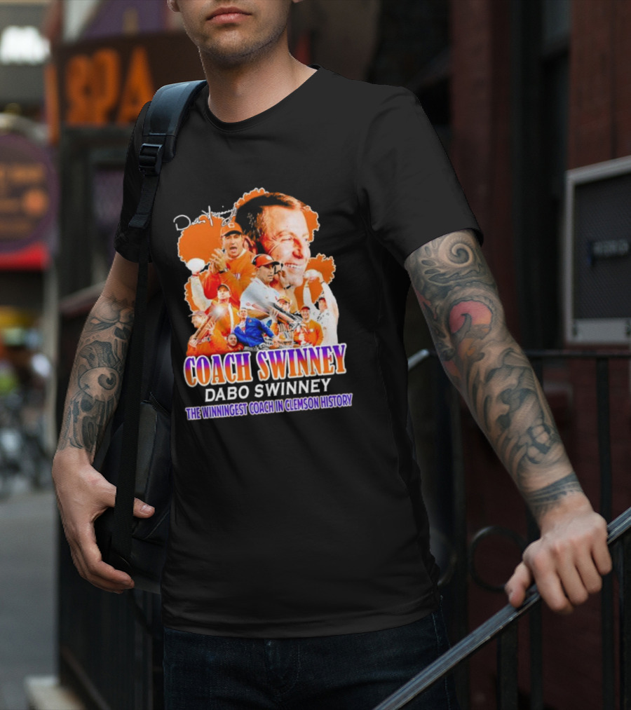 Coach Swinney Dabo Swinney The Winningest Coach In Clemson History Football Celebration Collage T-Shirt