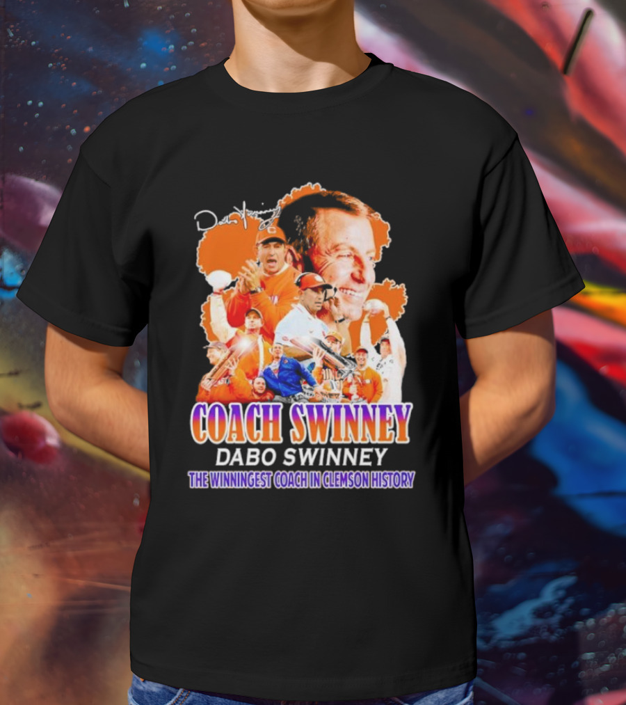 Coach Swinney Dabo Swinney The Winningest Coach In Clemson History Football Celebration Collage T-Shirt