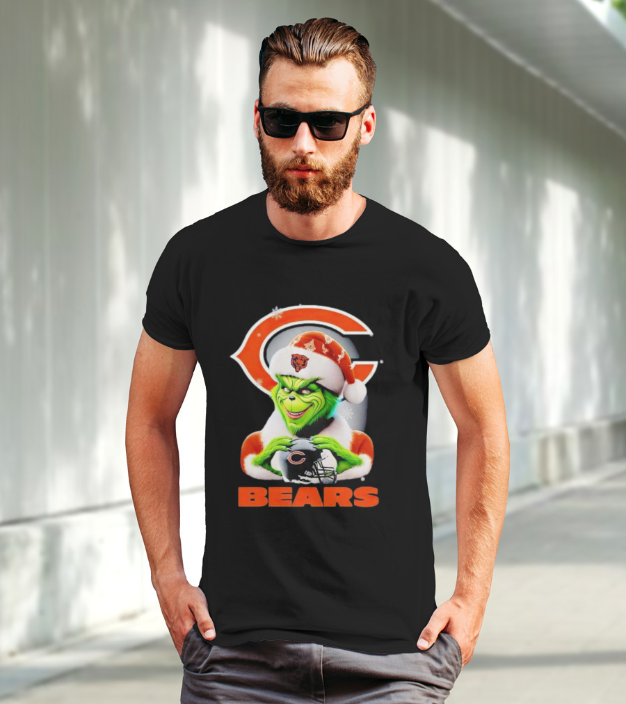 Grinch Chicago Bears Christmas Football Fan T-Shirt