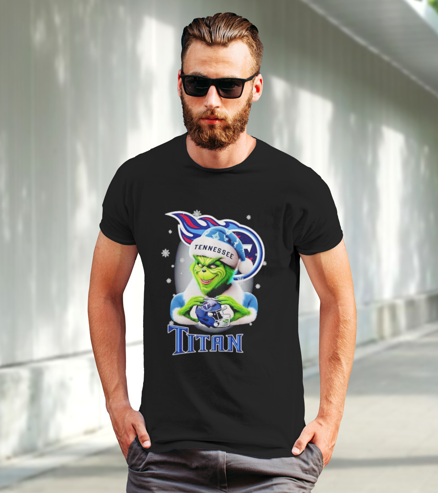 Grinch Tennessee Titans Christmas Snowflakes T-Shirt