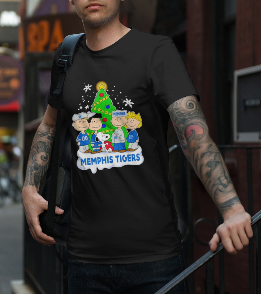 Peanuts Characters Memphis Tigers Christmas Tree T-Shirt