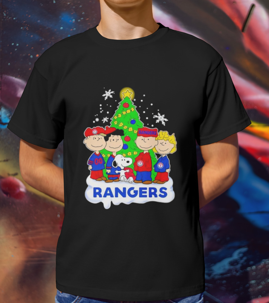 Peanuts Characters Texas Rangers Christmas Tree T-Shirt