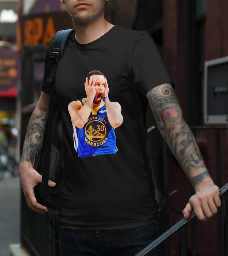 Golden State Warriors Stephen Curry 30 Reaction T-Shirt