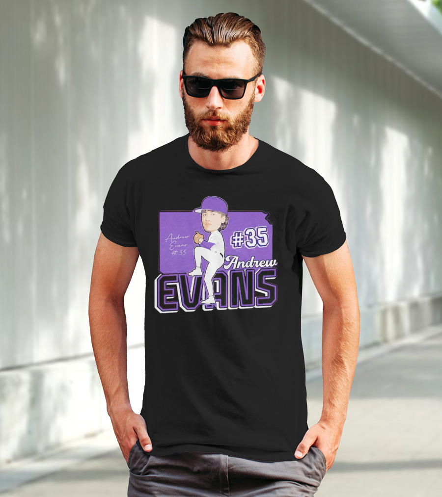 Andrew Evans #35 Kansas State Baseball Signature T-Shirt