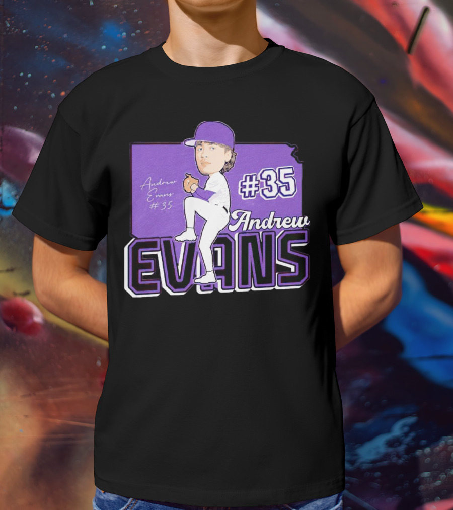 Andrew Evans #35 Kansas State Baseball Signature T-Shirt
