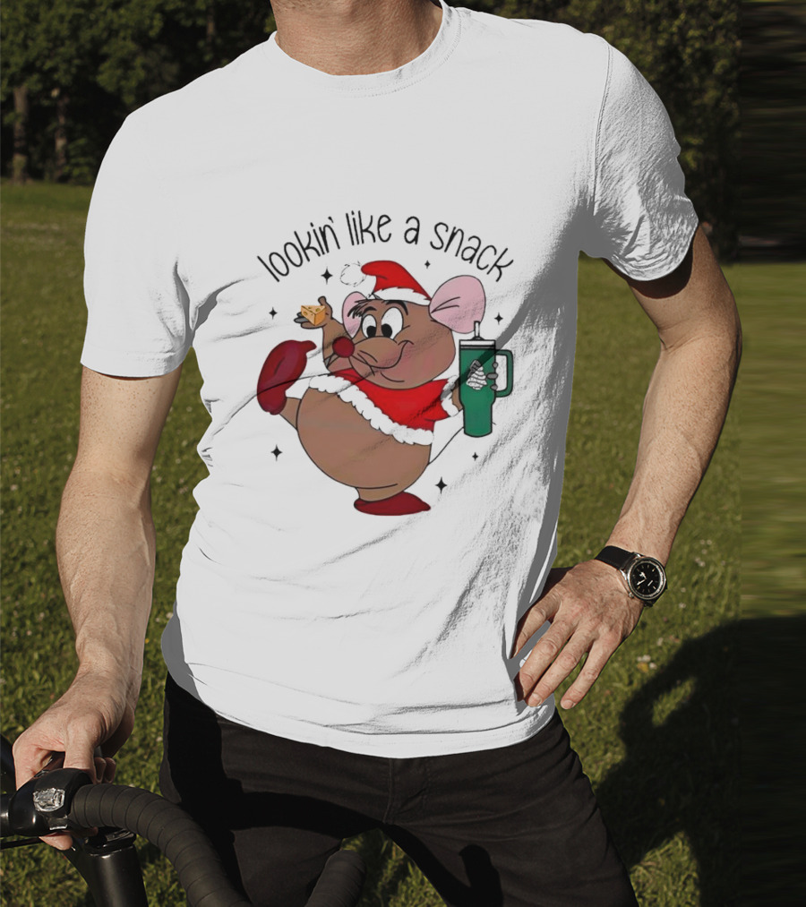 Cinderella Gusgus Lookin Like A Snack Christmas Santa Outfit With Cookie And Drink T-Shirt