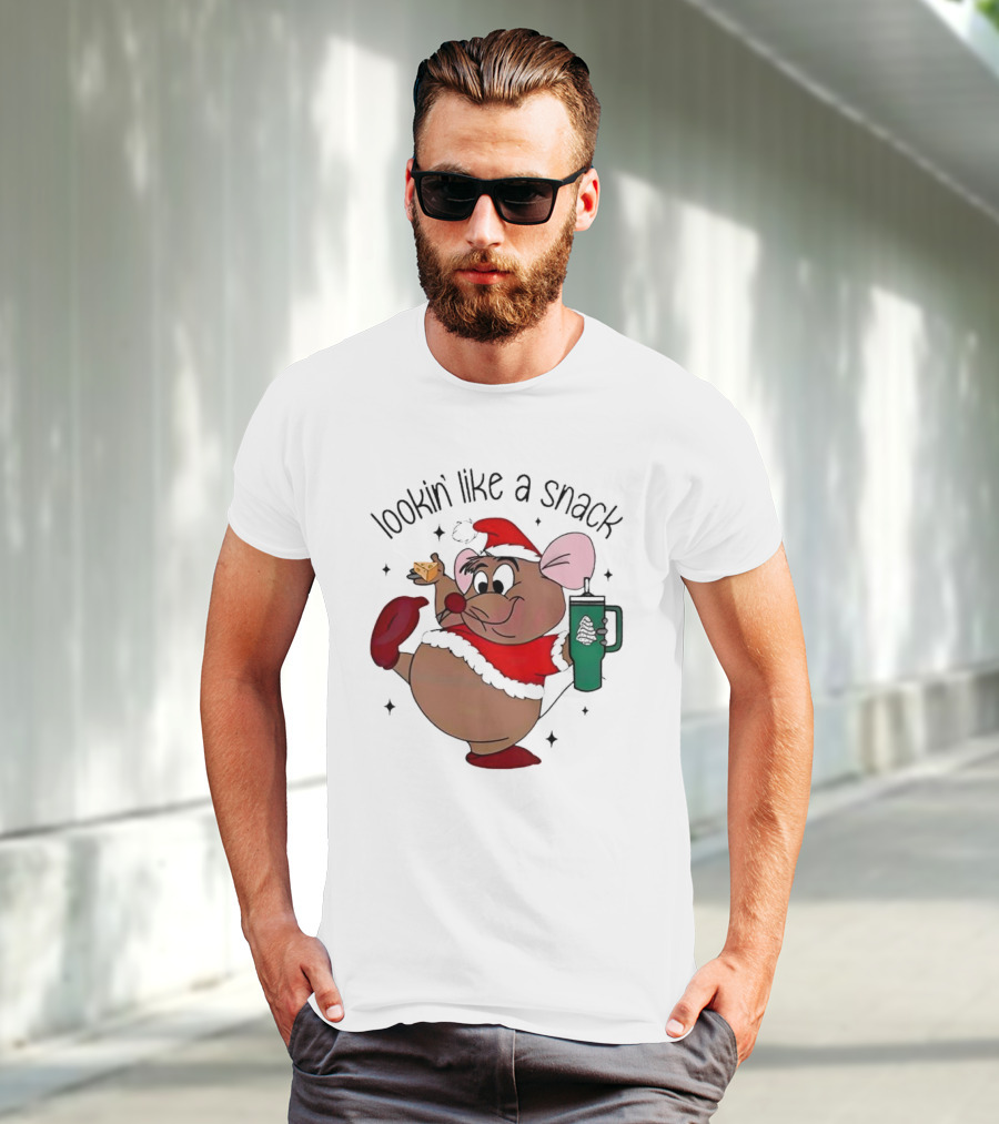 Cinderella Gusgus Lookin Like A Snack Christmas Santa Outfit With Cookie And Drink T-Shirt