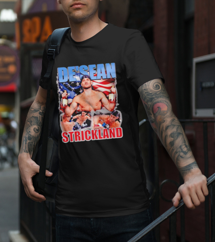 DE’SEAN STRICKLAND American Flag Boxing T-Shirt