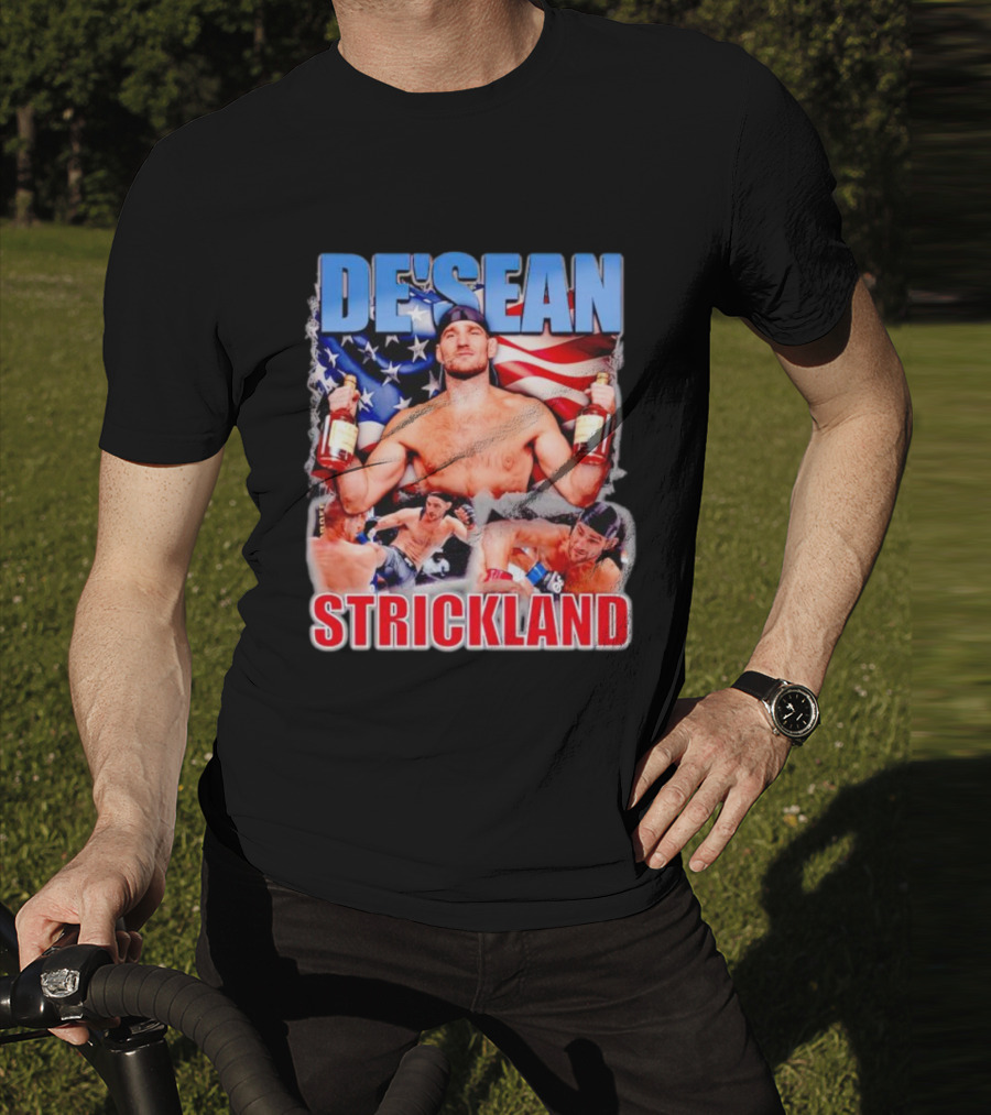DE’SEAN STRICKLAND American Flag Boxing T-Shirt