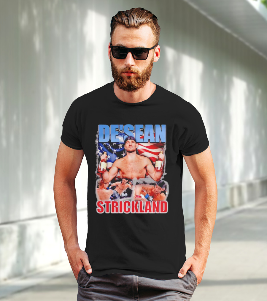 DE’SEAN STRICKLAND American Flag Boxing T-Shirt