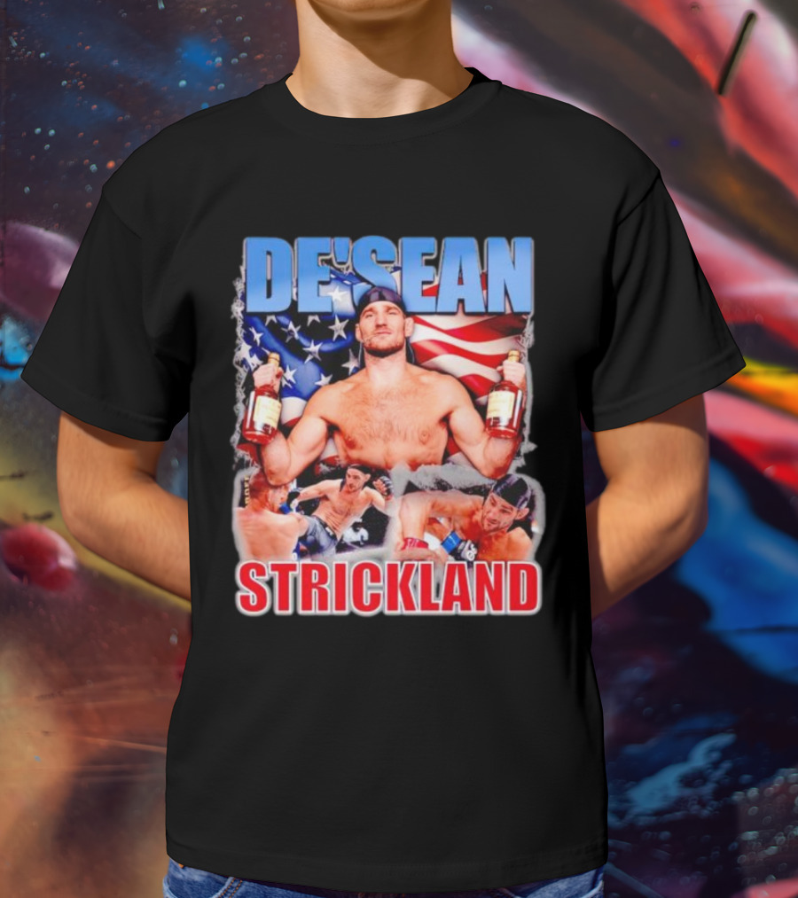 DE’SEAN STRICKLAND American Flag Boxing T-Shirt