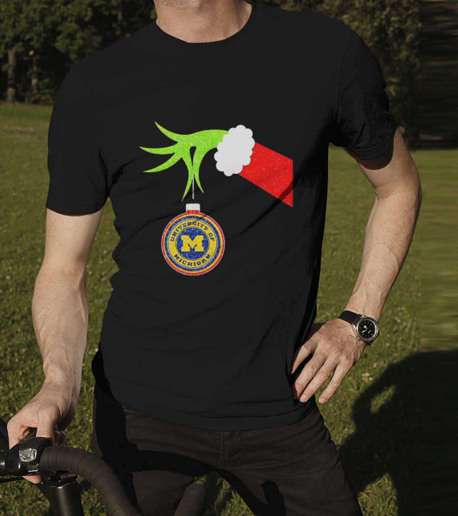 University Of Michigan Christmas Grinch Hand T-Shirt