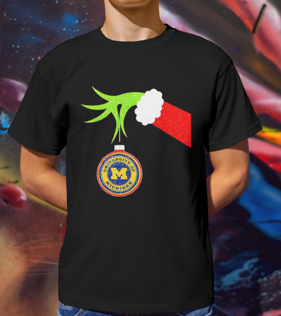 University Of Michigan Christmas Grinch Hand T-Shirt