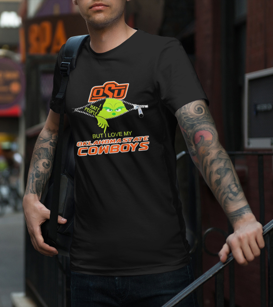 Grinch I Hate People Love My Oklahoma State Cowboys OSU T-Shirt