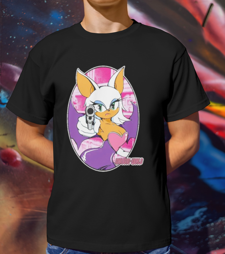 Mamono World Character With Gun And Heart T-Shirt