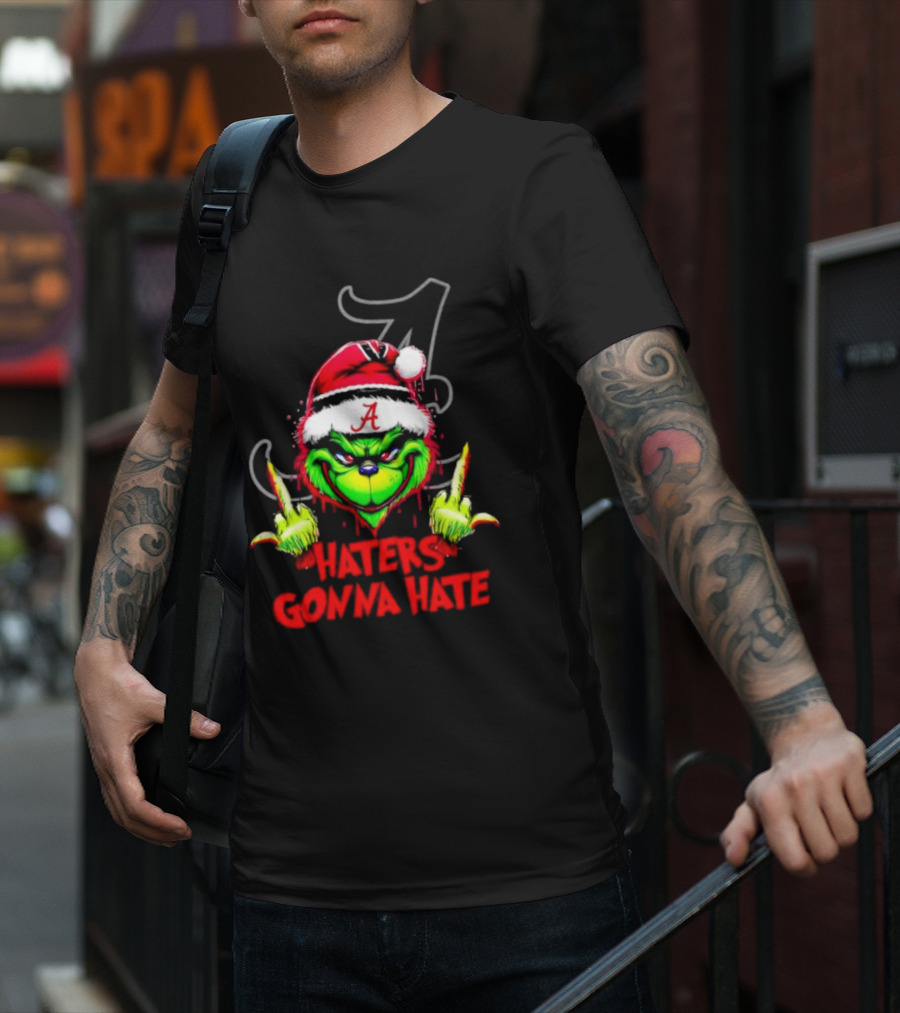 Alabama Crimson Tide Grinch Haters Gonna Hate Middle Finger T-Shirt