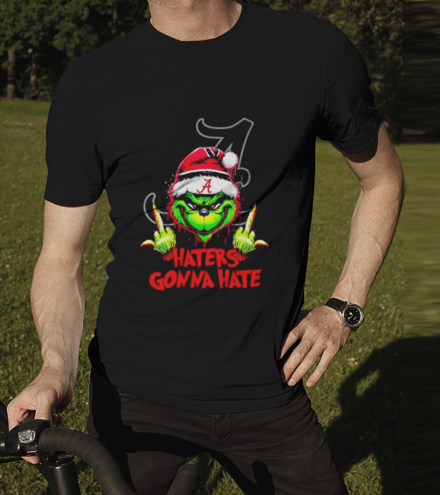 Alabama Crimson Tide Grinch Haters Gonna Hate Middle Finger T-Shirt