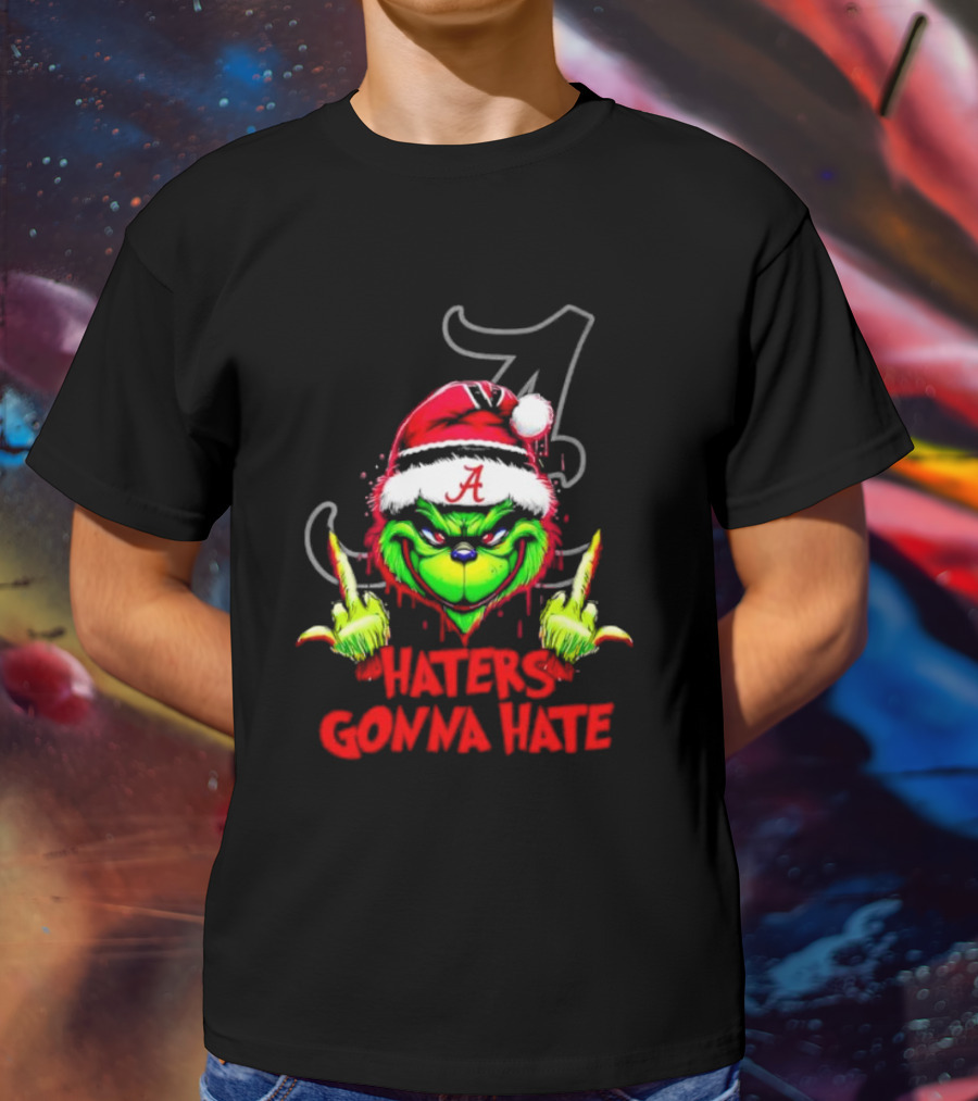 Alabama Crimson Tide Grinch Haters Gonna Hate Middle Finger T-Shirt