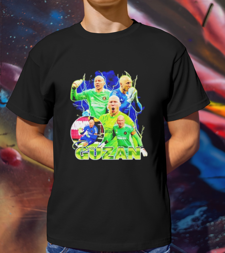 Brad Guzan Atlanta United Green And Blue Lightning Soccer Montage T-Shirt