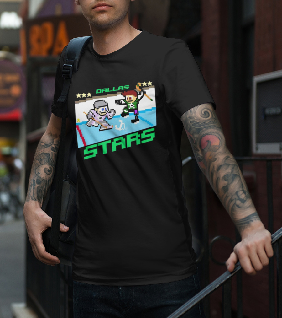 Dallas Stars Hockey Fights Cancer Pixel Art Jayden T-Shirt