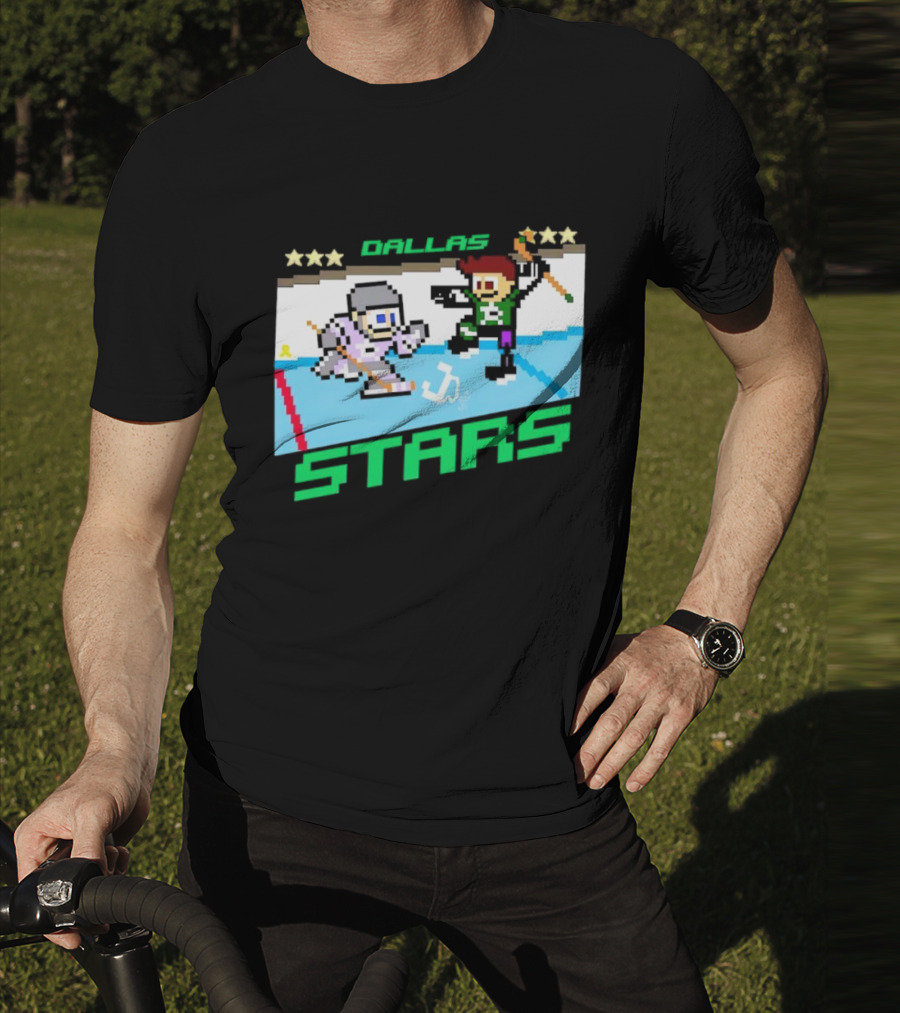 Dallas Stars Hockey Fights Cancer Pixel Art Jayden T-Shirt
