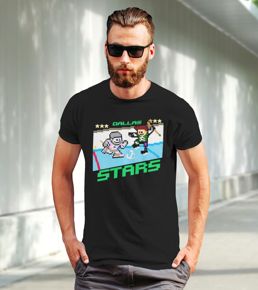 Dallas Stars Hockey Fights Cancer Pixel Art Jayden T-Shirt