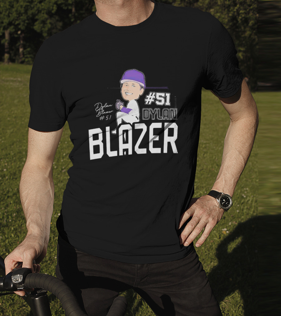 Dylan Blazer #51 Caricature Signature Baseball T-Shirt