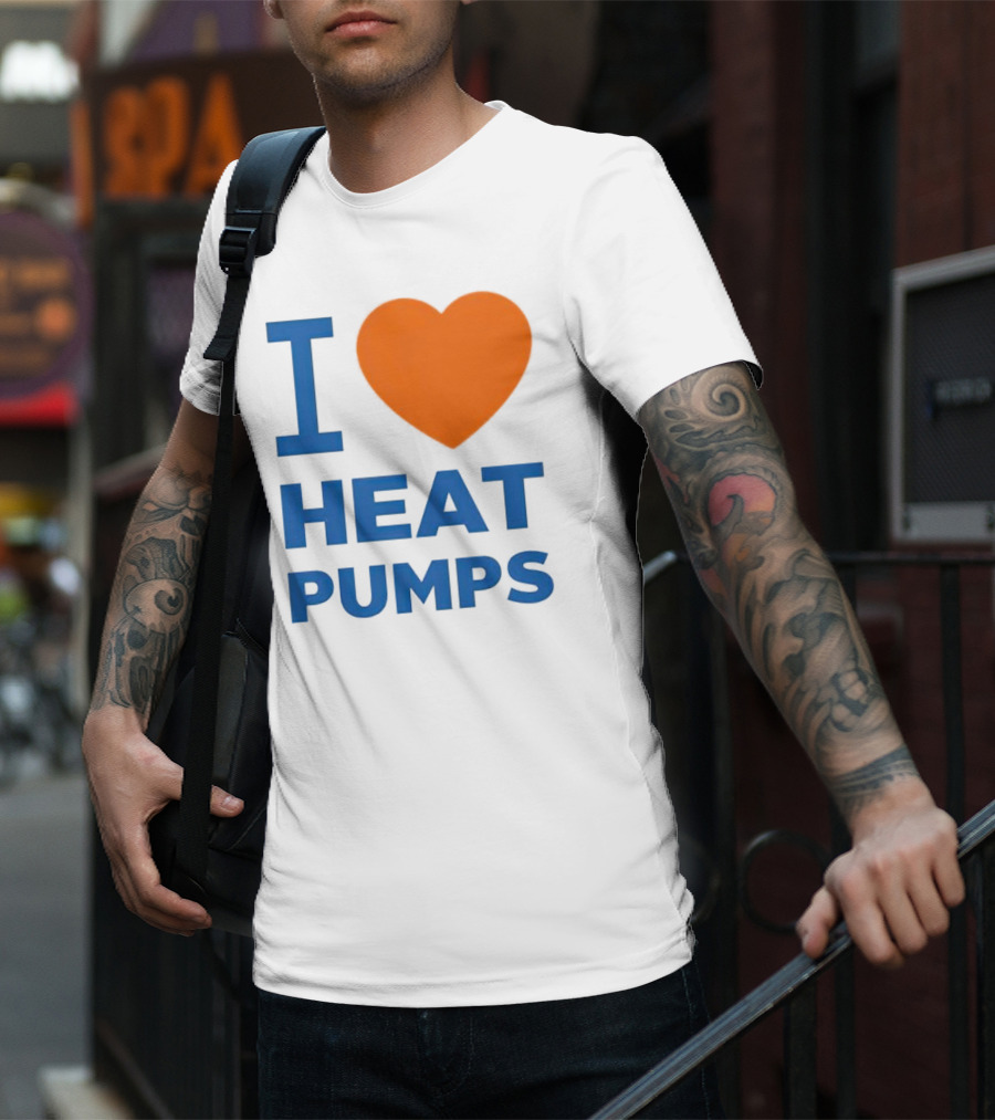I Heart Heat Pumps Bold Blue Orange T-Shirt