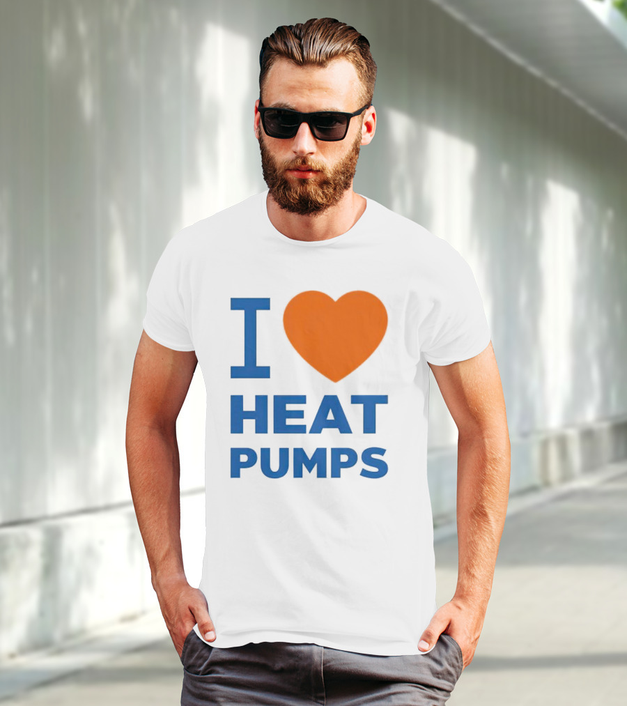 I Heart Heat Pumps Bold Blue Orange T-Shirt