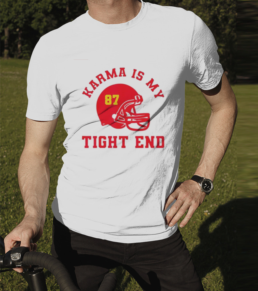 Karma Is My Tight End 87 Football Kansas T-Shirt
