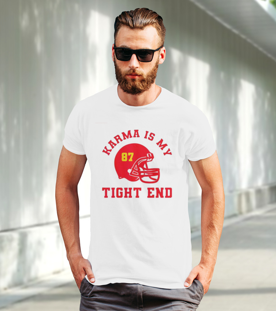 Karma Is My Tight End 87 Football Kansas T-Shirt
