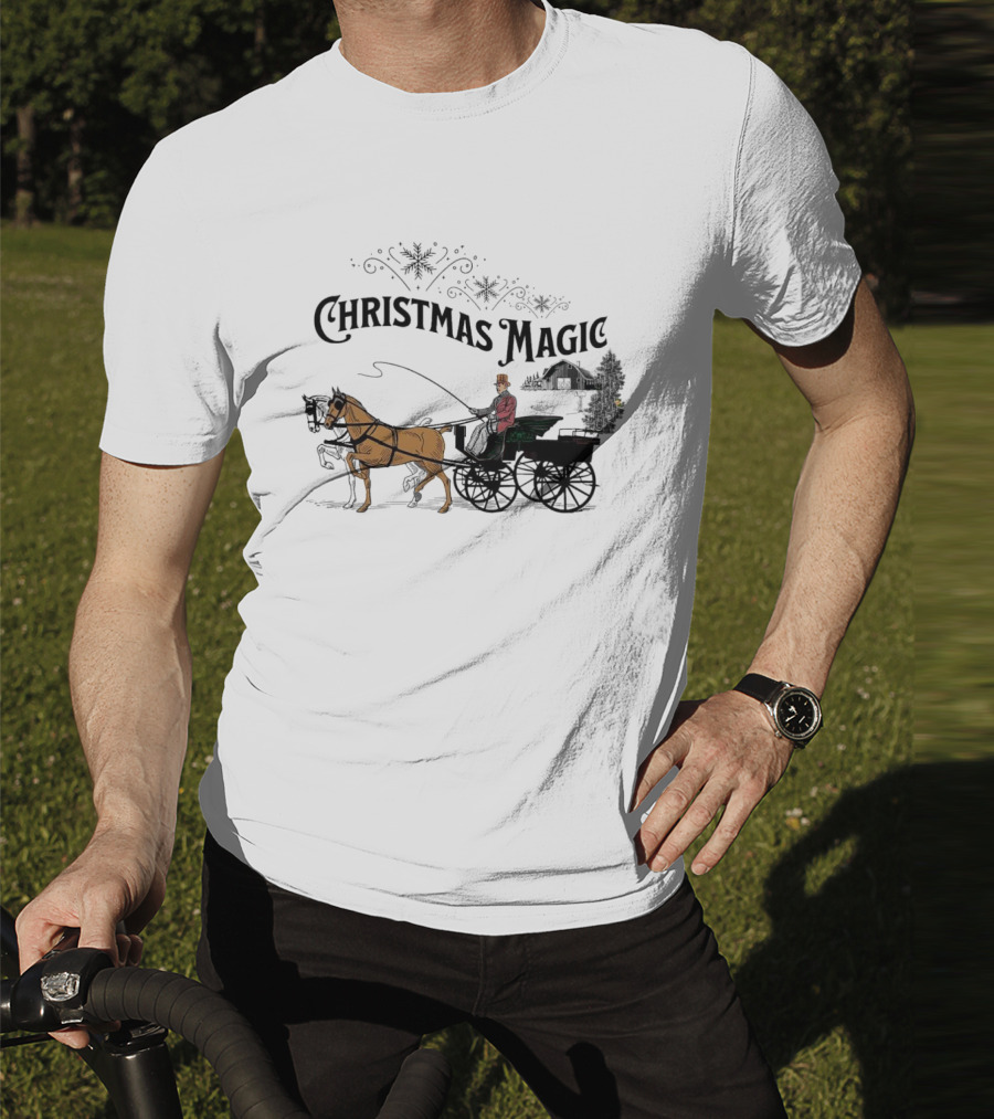 Christmas Magic Horse And Carriage Scene T-Shirt