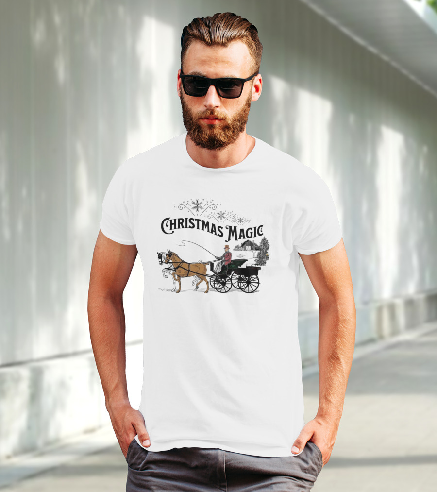 Christmas Magic Horse And Carriage Scene T-Shirt