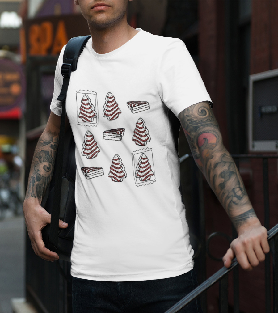 Christmas Tree Cakes Snack Pattern Christmas Holiday T-Shirt