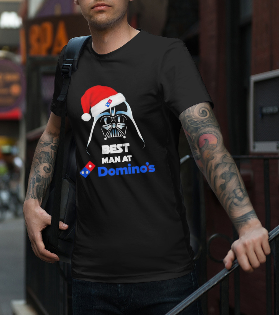 Darth Vader Santa Hat With Best Man At Domino's Christmas T-Shirt