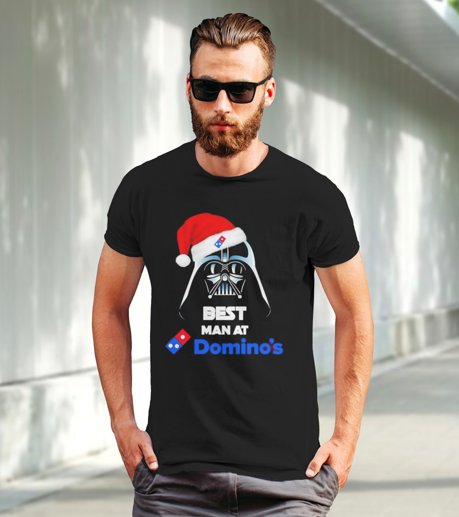 Darth Vader Santa Hat With Best Man At Domino's Christmas T-Shirt