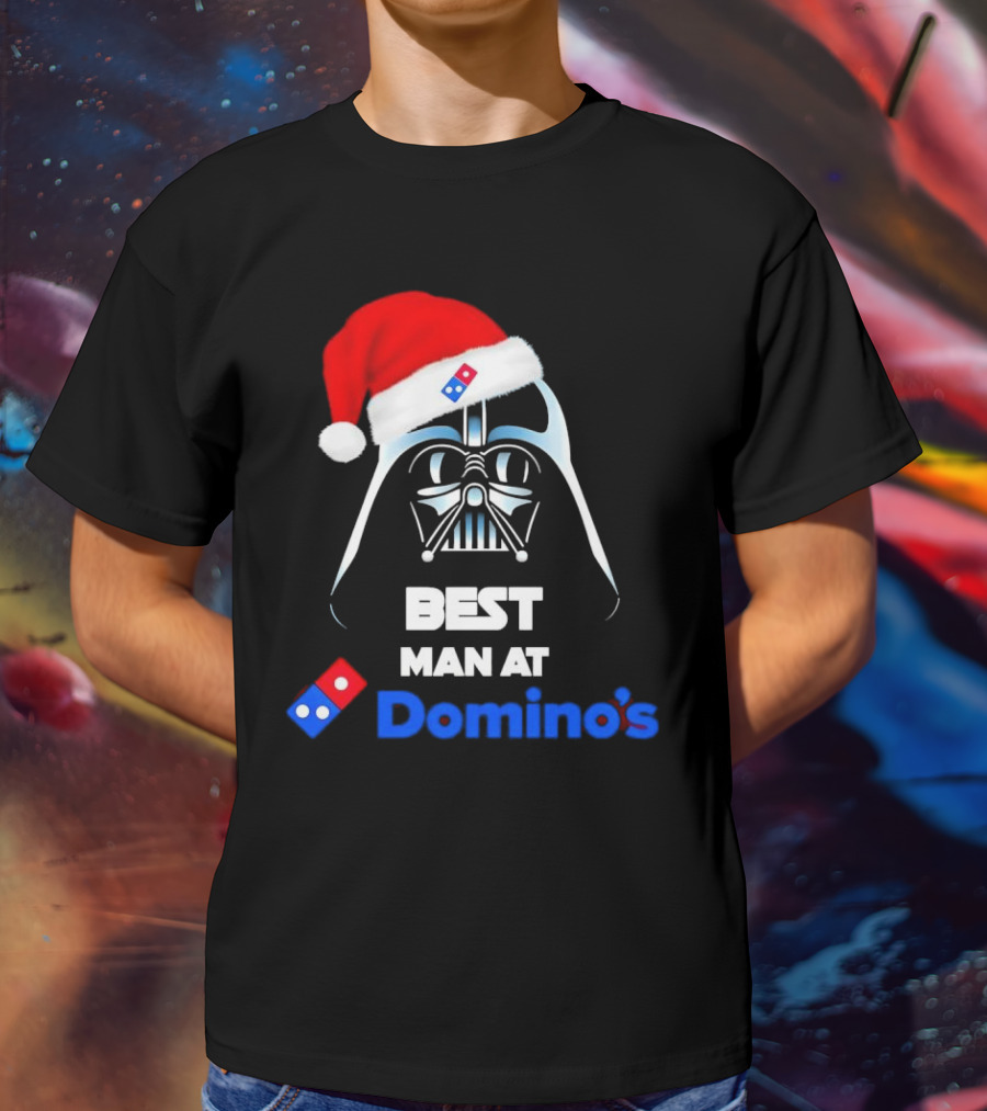 Darth Vader Santa Hat With Best Man At Domino's Christmas T-Shirt
