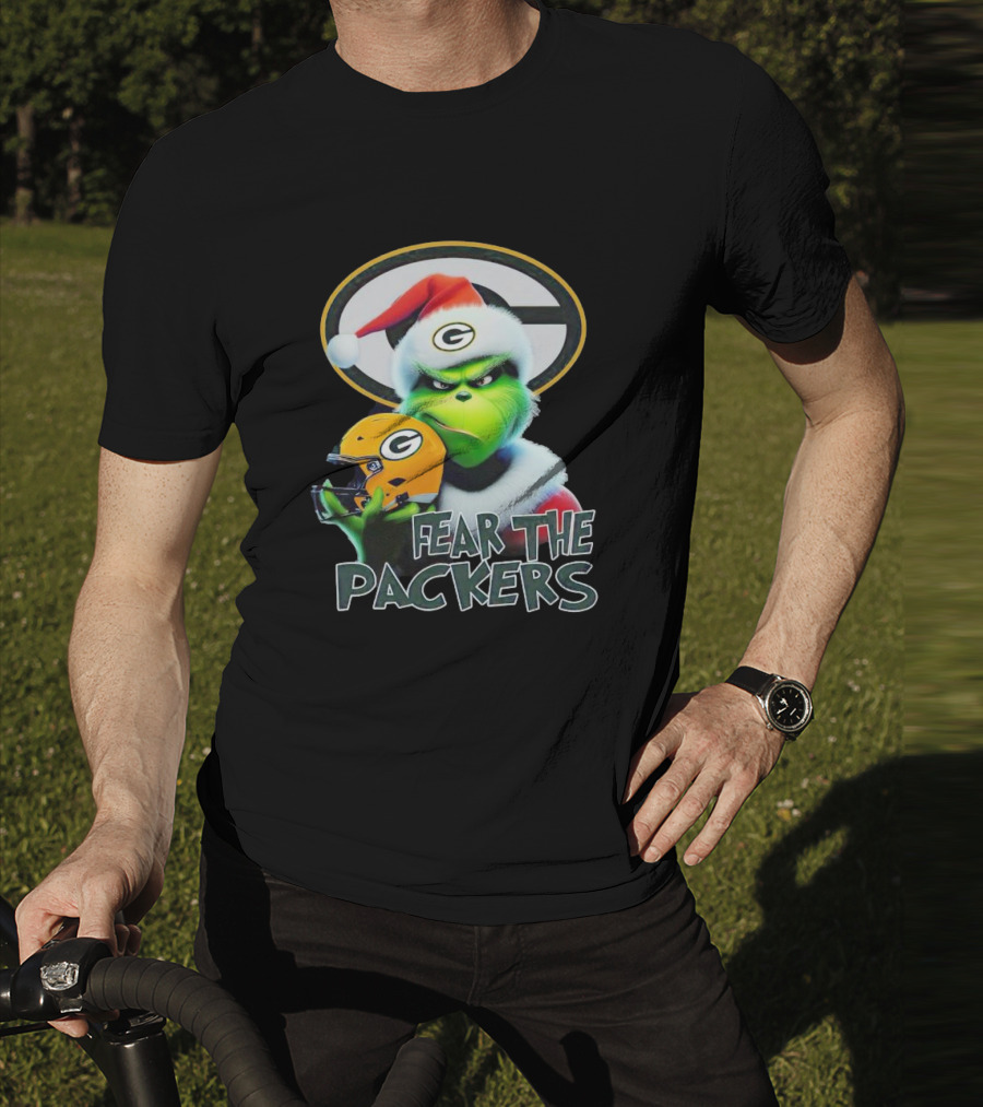 Grinch Fear The Green Bay Packers Christmas G Helmet T-Shirt