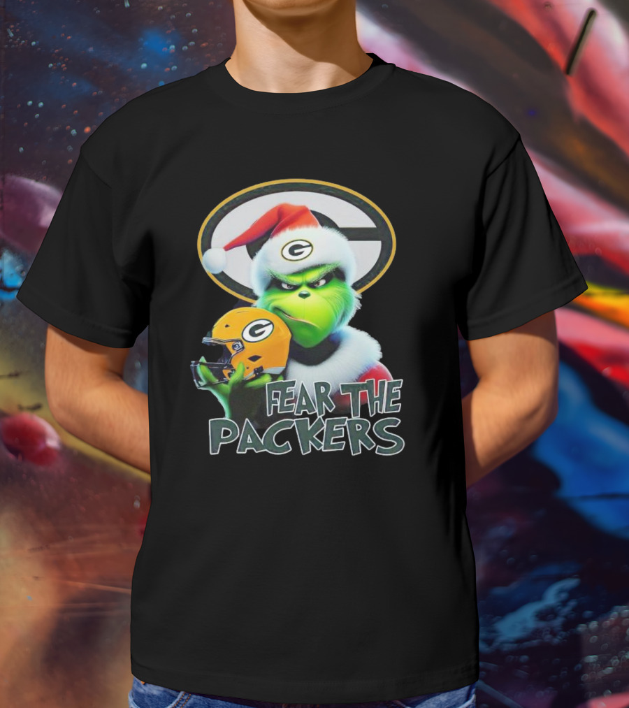 Grinch Fear The Green Bay Packers Christmas G Helmet T-Shirt