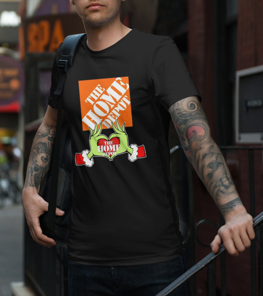 The Home Depot Christmas Grinch Green Hands Heart T-Shirt