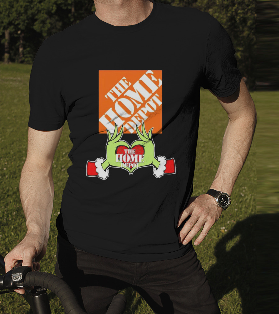 The Home Depot Christmas Grinch Green Hands Heart T-Shirt